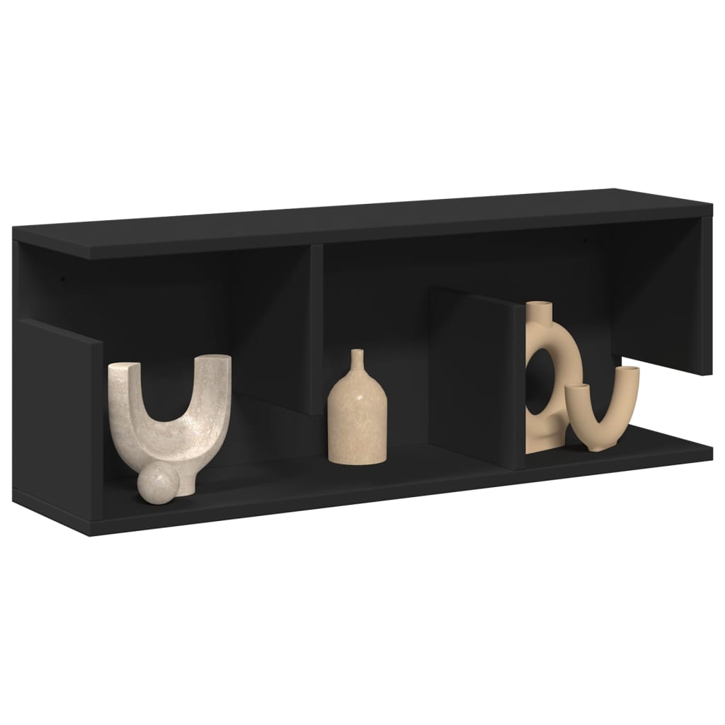 Wall Cabinet 80x20x30 cm Black Engineered Wood - Design Hut