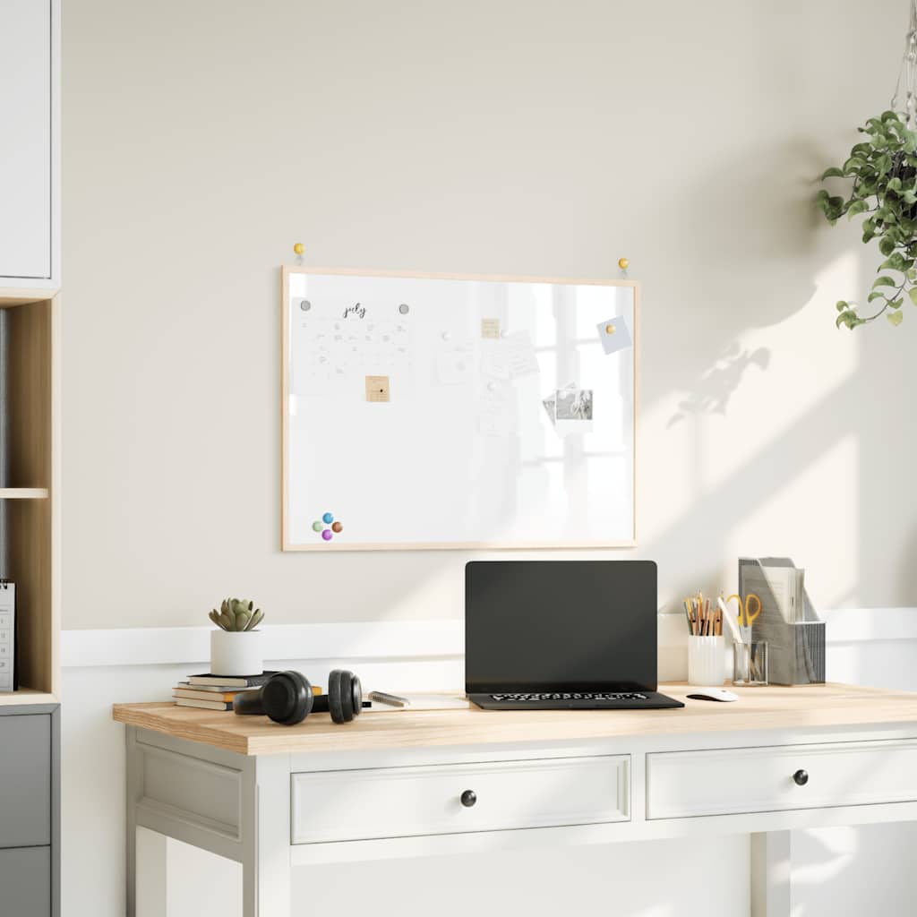Magnetic Whiteboard with Solid Pine Wood Frame 80x55 cm - Sid & Sam