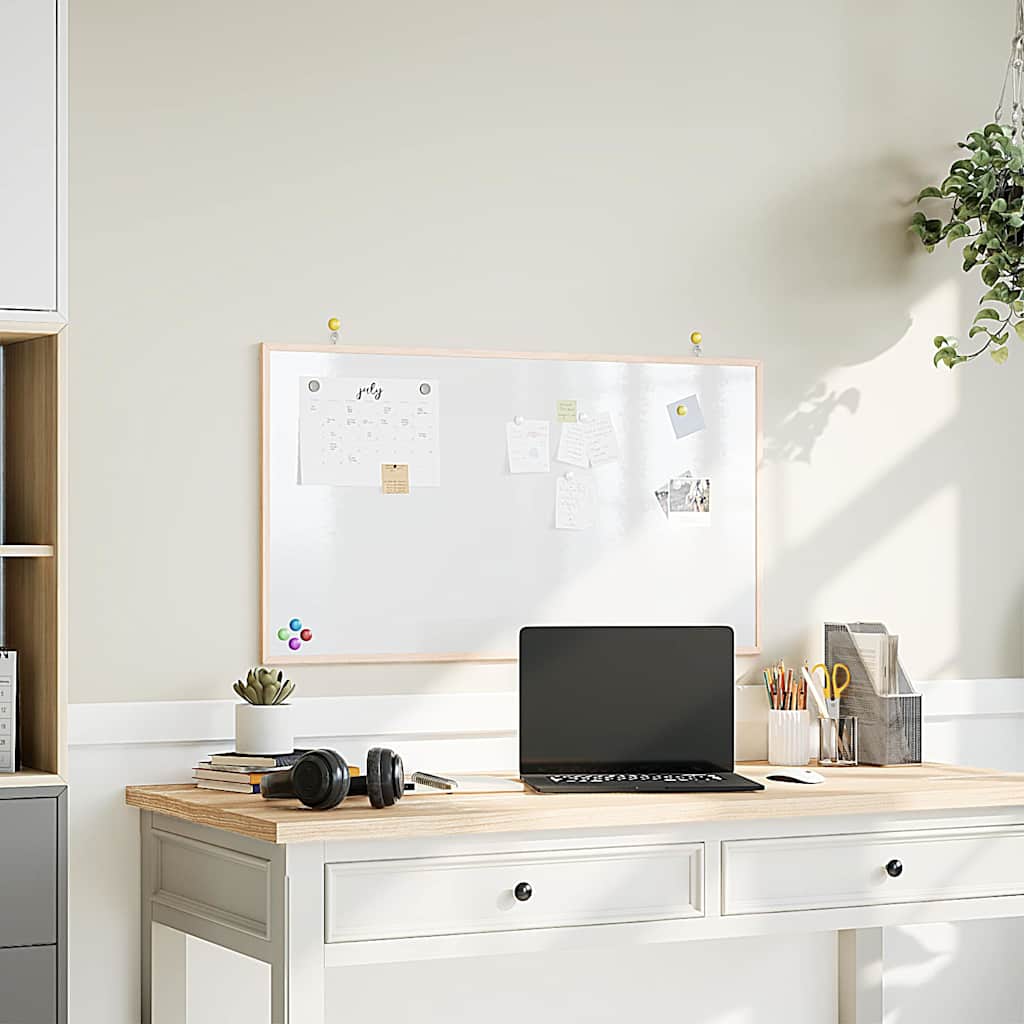 Magnetic Whiteboard with Solid Pine Wood Frame 100x55 cm - Brittle & Co