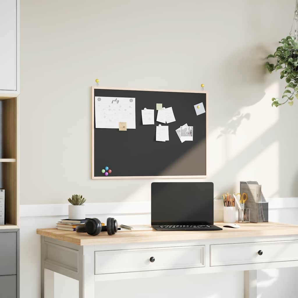 Chalkboard with Solid Pine Wood Frame Black 80x55 cm - Millennium Furniture