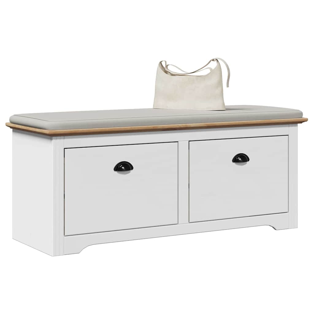 Hallway Bench BODO White and Brown 114x40x45 cm - The Home Maker