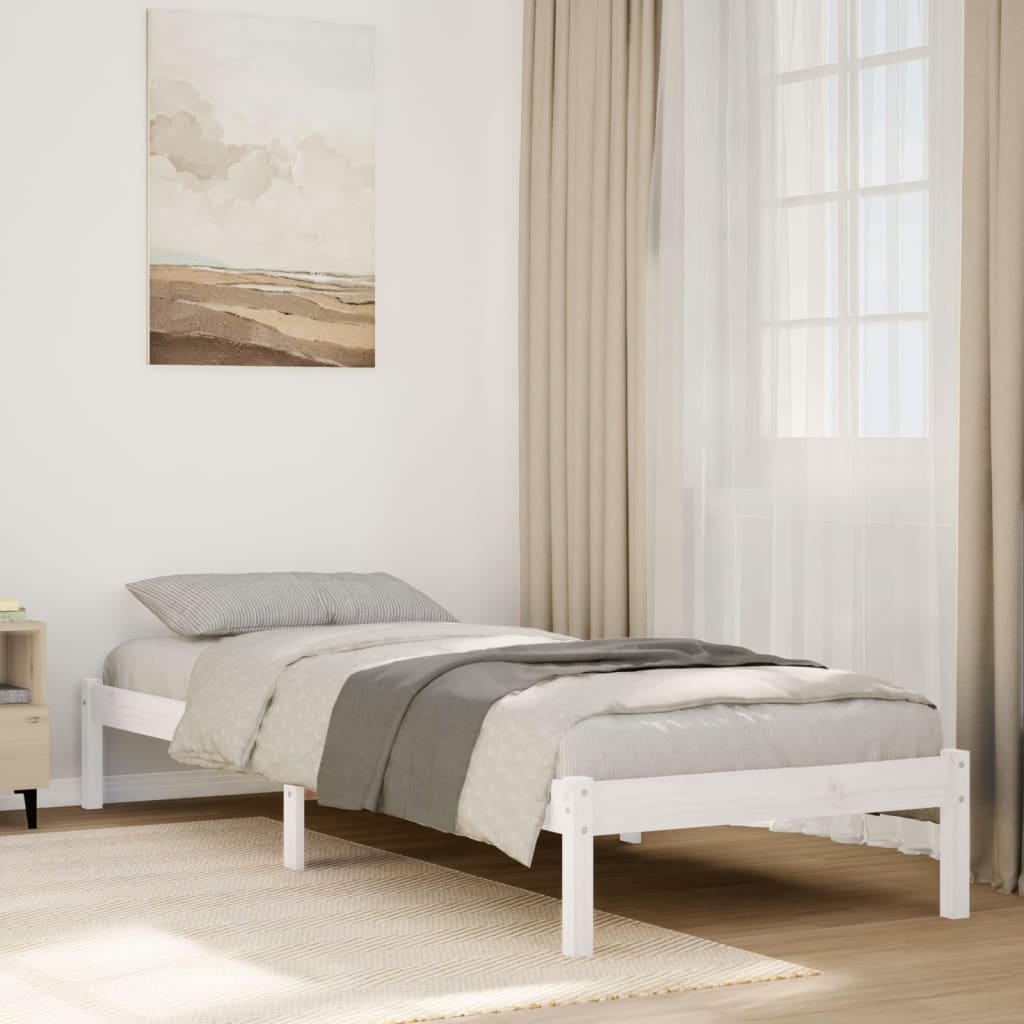 Extra Long Bedframe White 80x220cm Solid Wood Pine - Design Hut