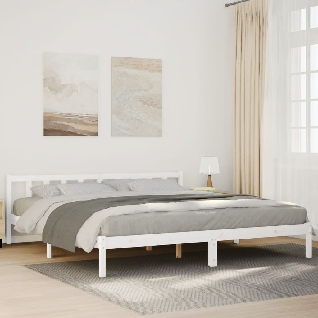 Extra Long Bedframe White 180x210cm Solid Wood Pine - Direct Imports