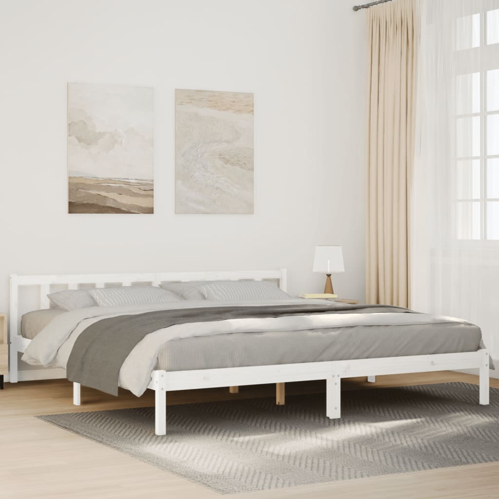 Extra Long Bedframe White 200x210cm Solid Wood Pine - All Things Good