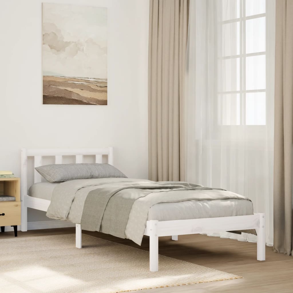Extra Long Bedframe 80x220cm White Solid Wood Pine - Millennium Furniture