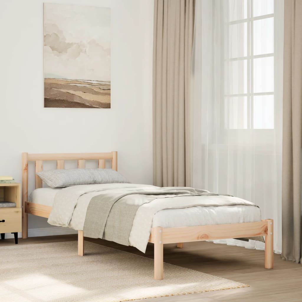 Extra Long Bedframe with Head Board 90x220cm Solid Wood Pine - Brittle & Co