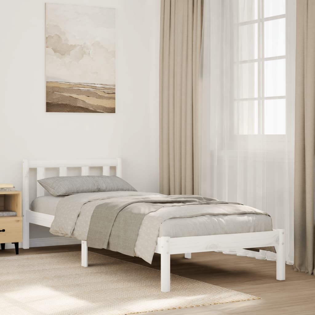 Extra Long Bedframe White 90x220cm Solid Wood Pine - Sid & Sam