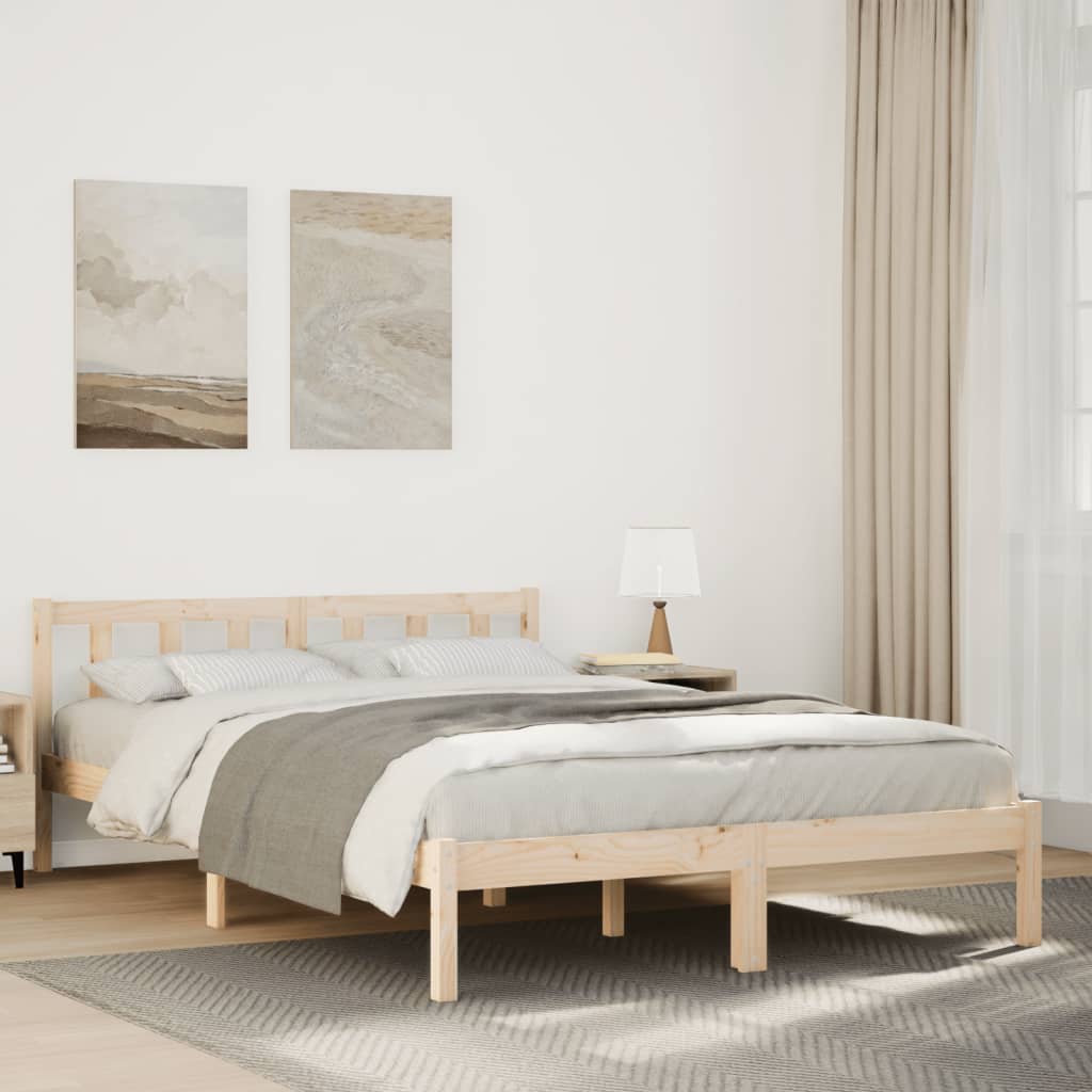 Extra Long Bedframe 140x220cm Solid Wood Pine - Charlotte Dunes