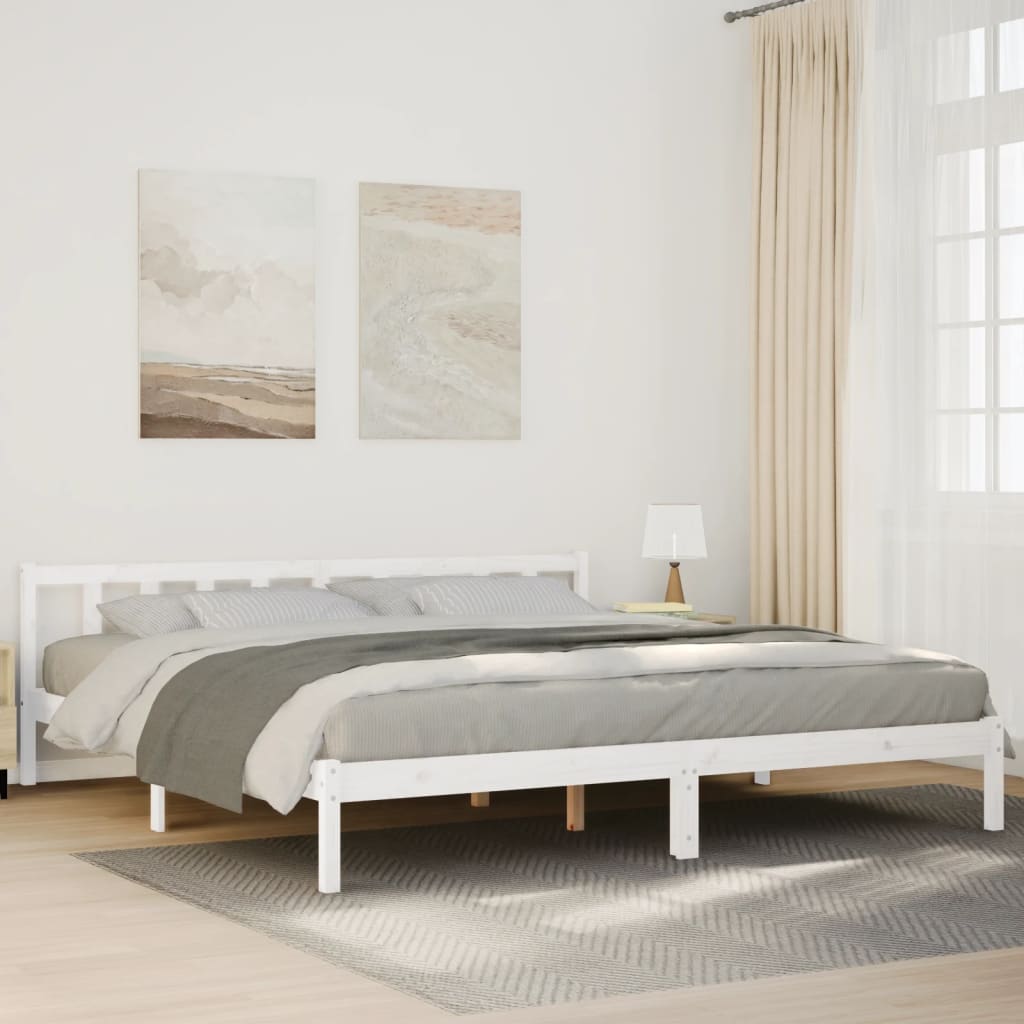 Extra Long Bedframe White 180x220cm Solid Wood Pine - Casper Homes