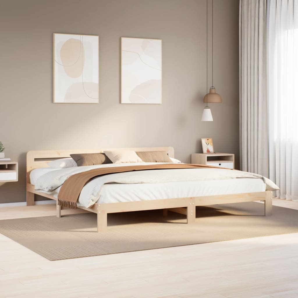 Bedframe 200x200cm Solid Wood Pine - Charlotte Dunes