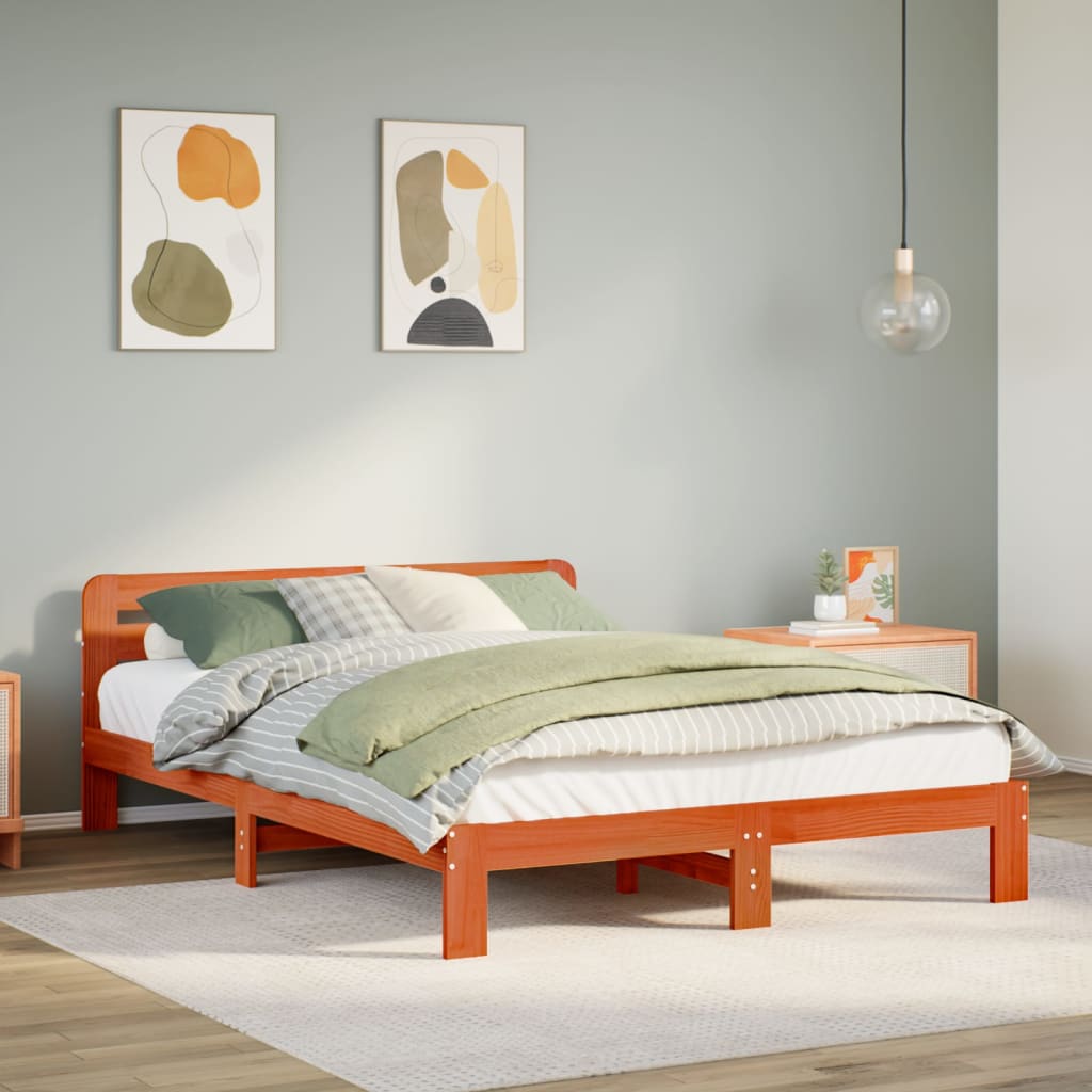 Bedframe Wax Brown 120x190cm Small Double Solid Wood Pine - All Things Good