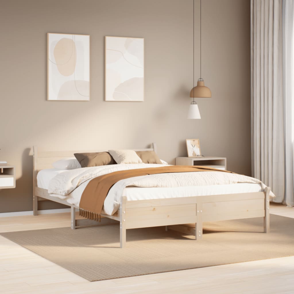 Bedframe 150x200cm King Size Solid Wood Pine - Sid & Sam