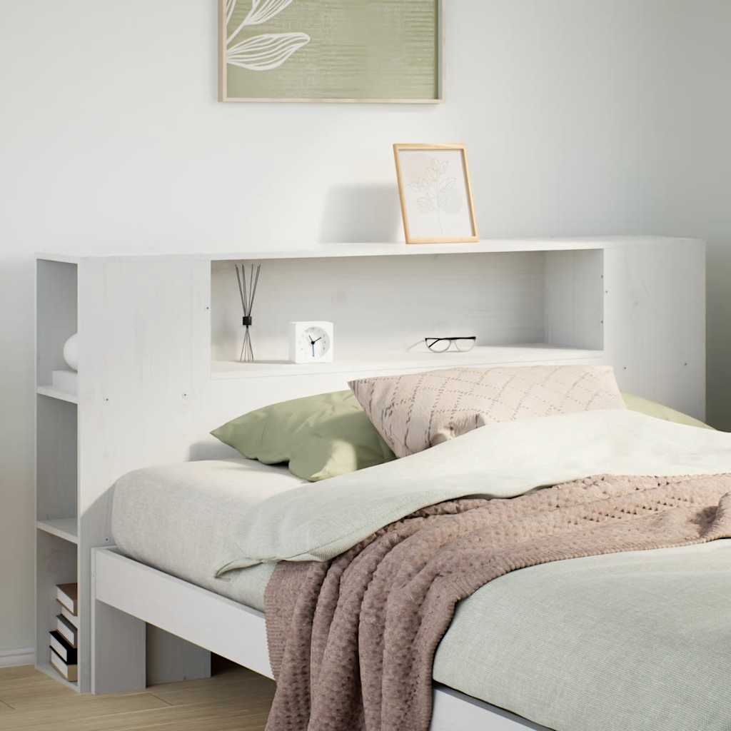 Headboard with Storage White 140 cm Solid Wood Pine - Style and Chic