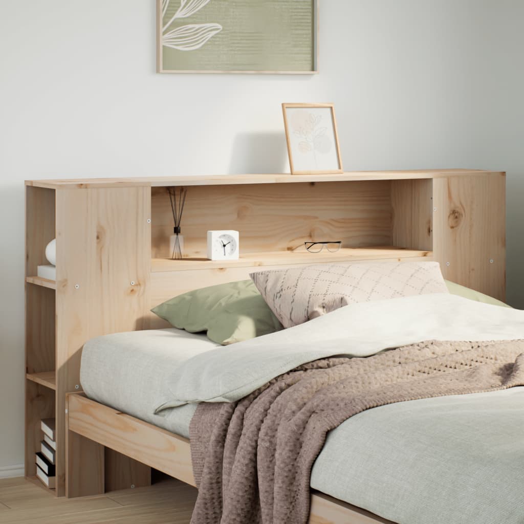 Headboard with Storage 135 cm Solid Wood Pine - Style and Chic