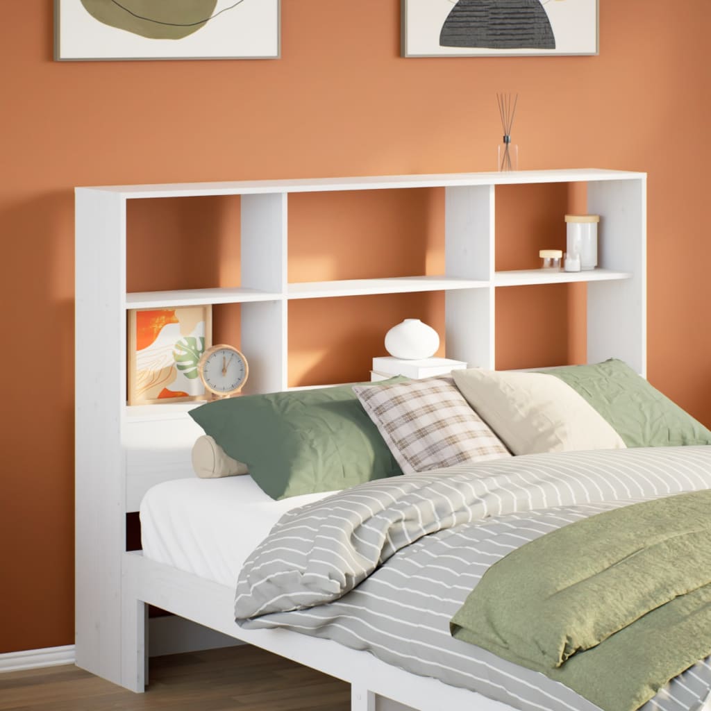 Headboard with Storage White 120 cm Solid Wood Pine - Style and Chic