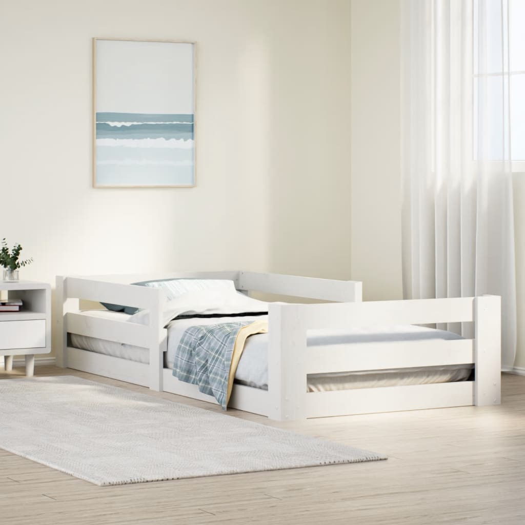Bedframe White 75x190cm Small Single Solid Wood Pine - Discount Dealers