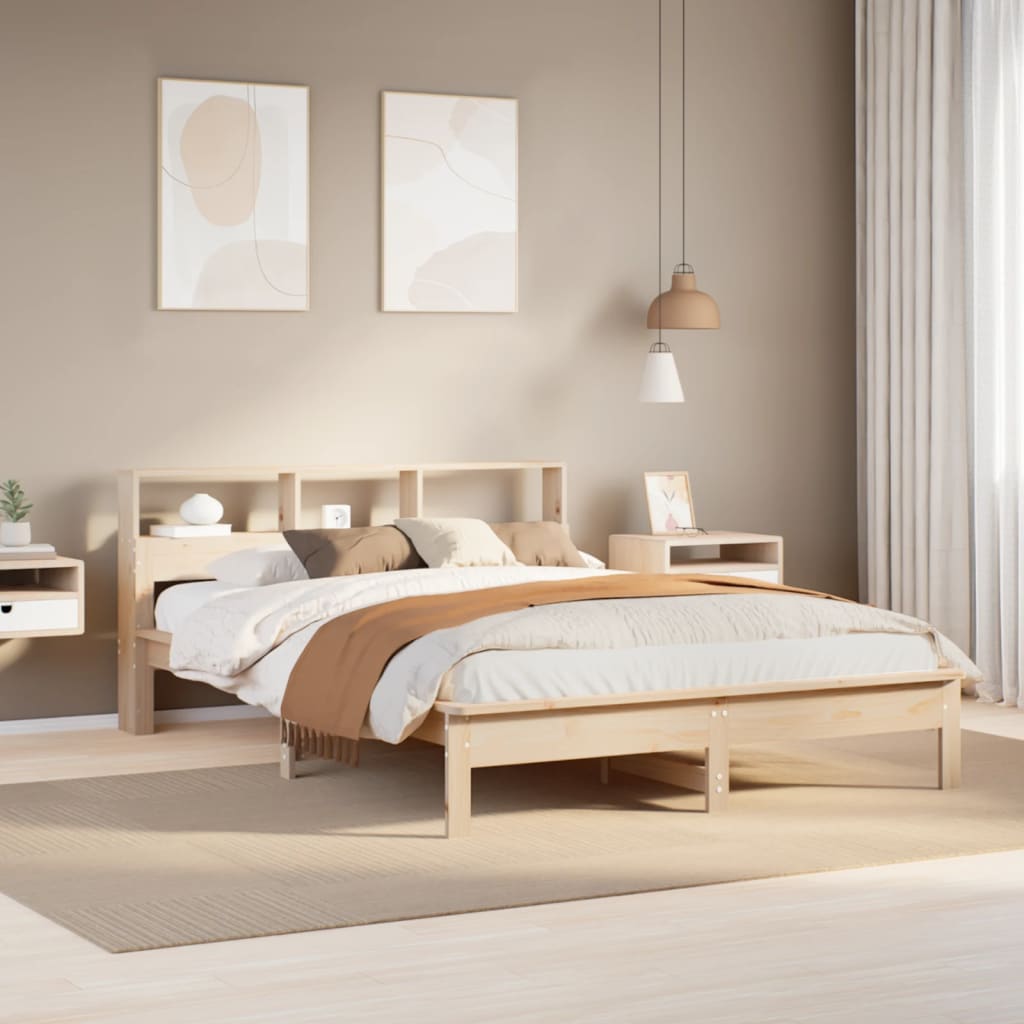 Bookcase Bed 120x190cm Small Double Solid Wood Pine - Charlotte Dunes