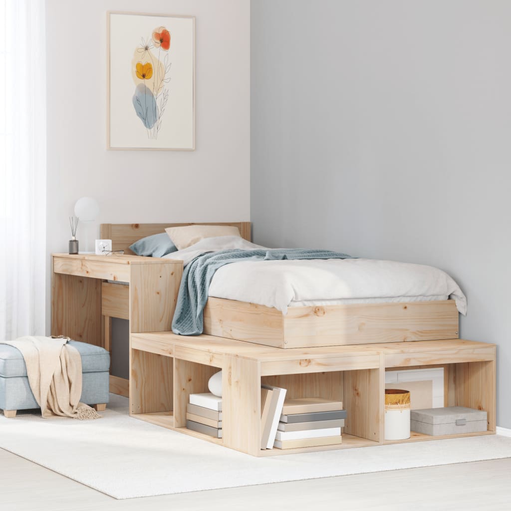 Bedside Cabinet with Desk 222x107x75 cm Solid Wood Pine - Decor Base