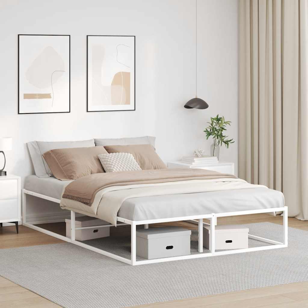 Bedframe White 140x200cm Metal - Sid & Sam