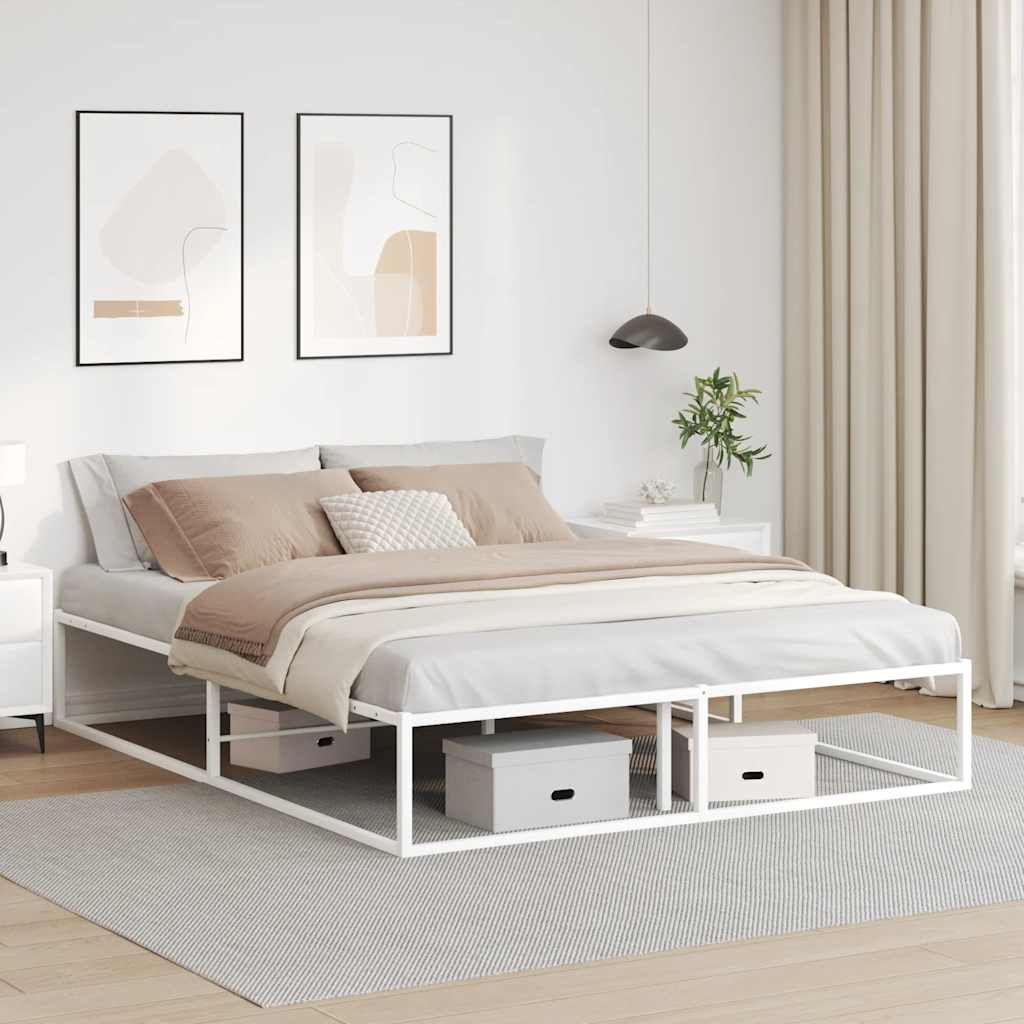 Bedframe White 160x200cm Metal - Merlin Deals