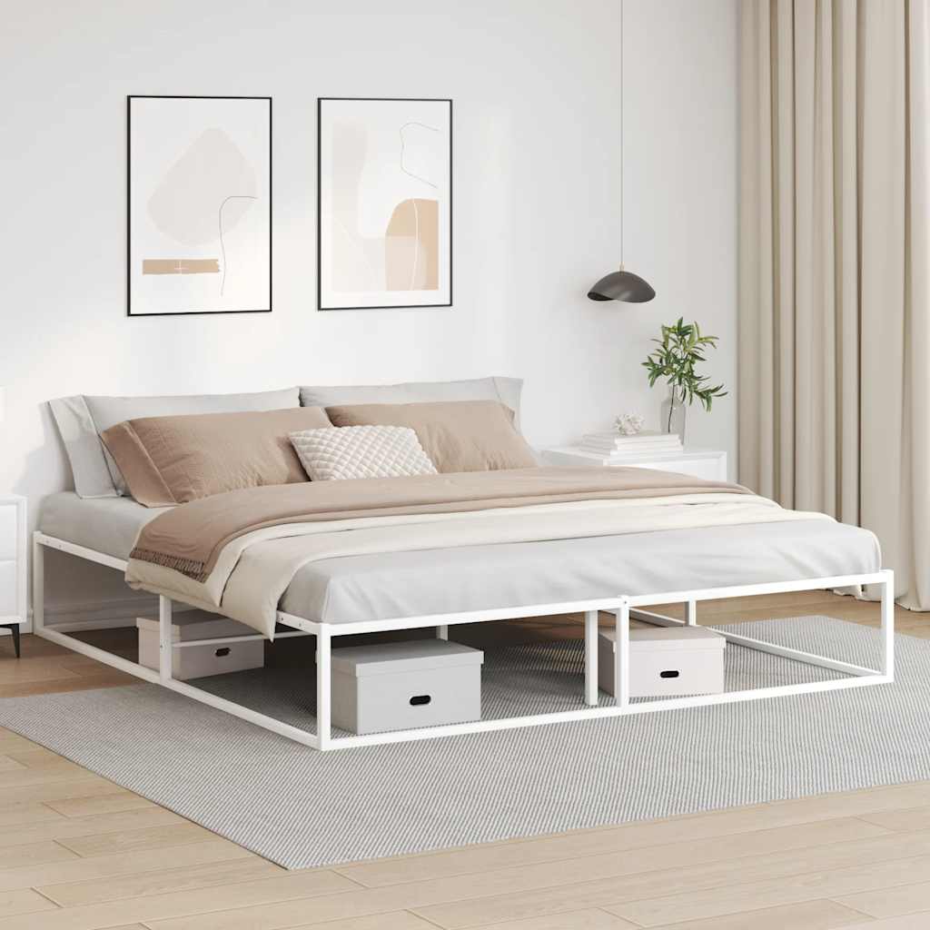 Bedframe White 180x200cm Super King Metal - Design Hut