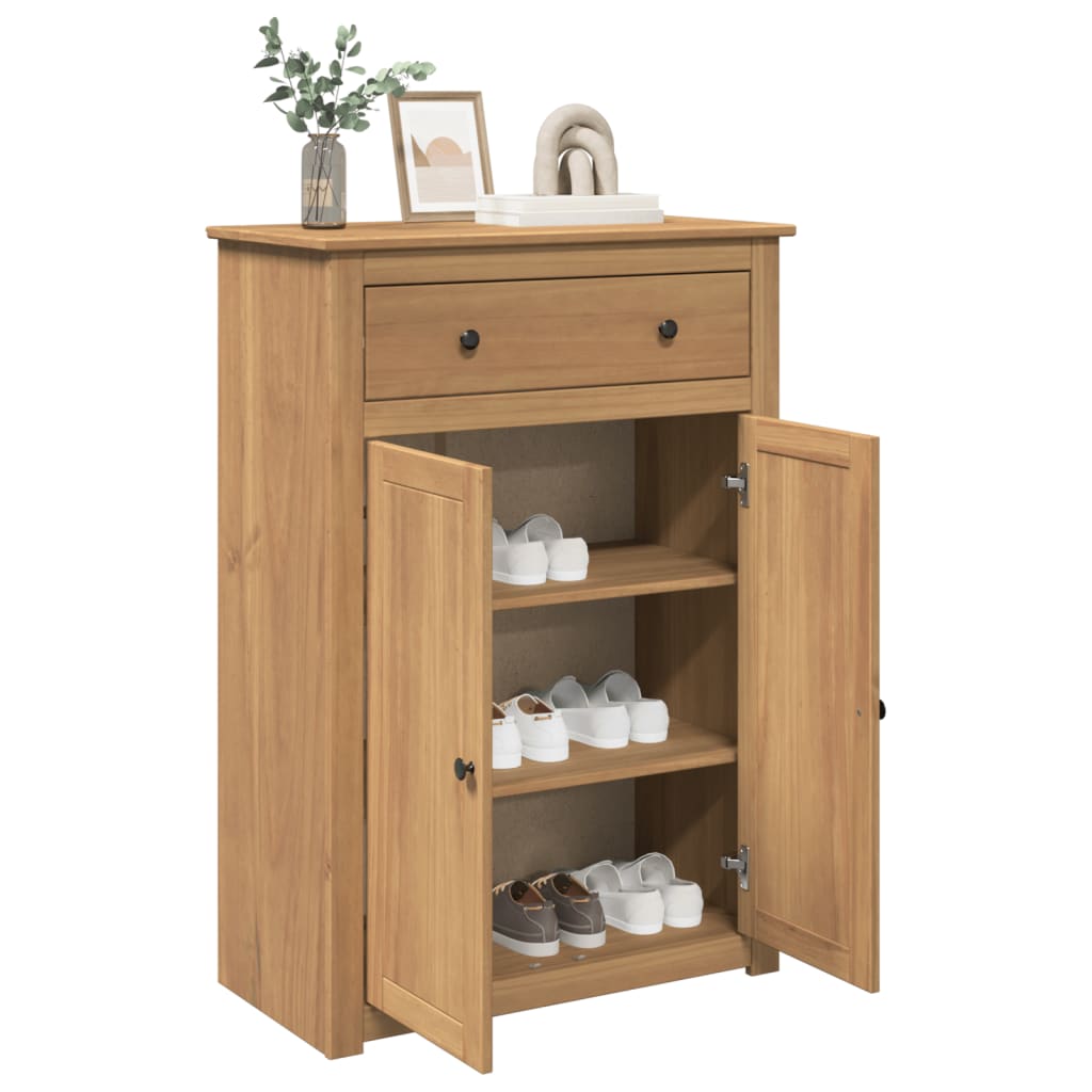 Shoe Cabinet Panama 80x40x114 cm Solid Wood Pine - Charlotte Dunes