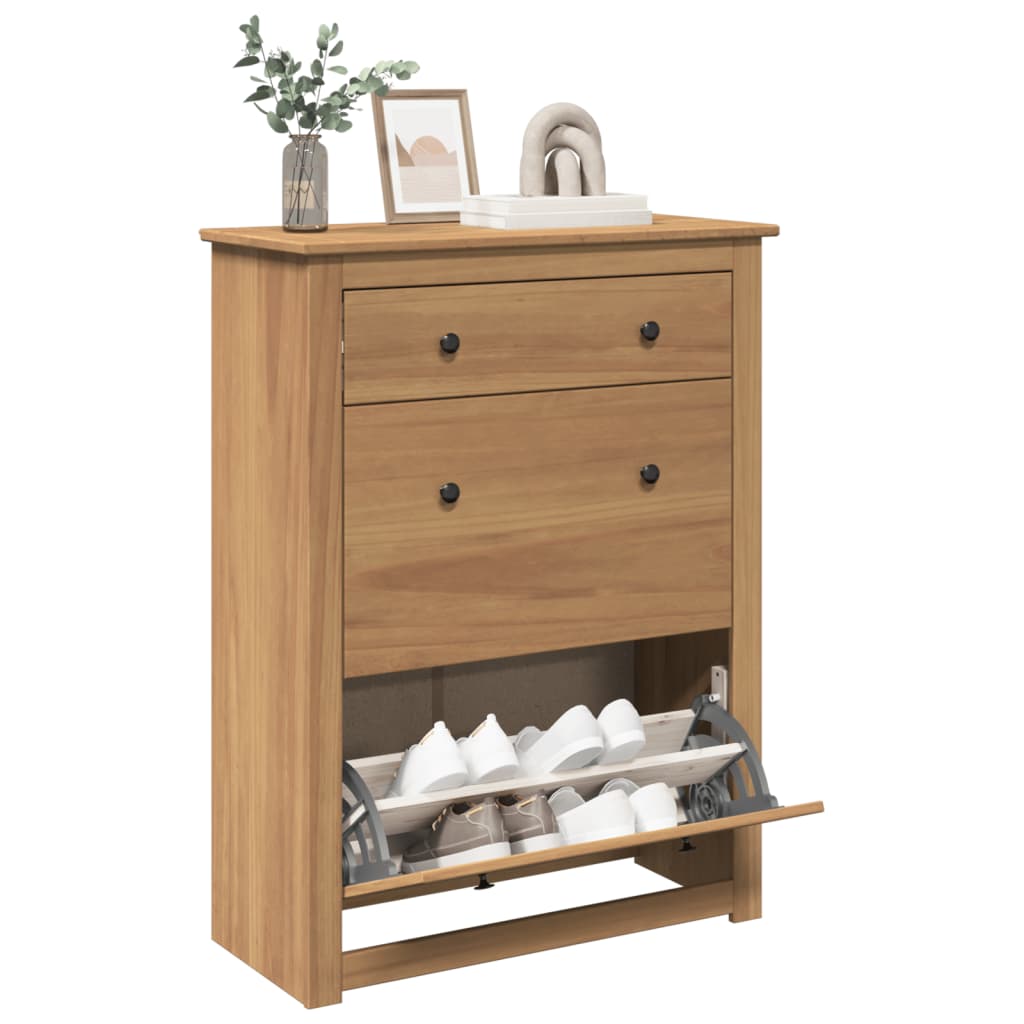 Shoe Cabinet Panama 80x35x105 cm Solid Wood Pine - Charlotte Dunes