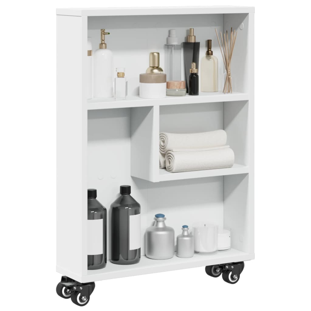 Narrow Storage Trolley White 48x13x68 cm Engineered Wood - Decor Base