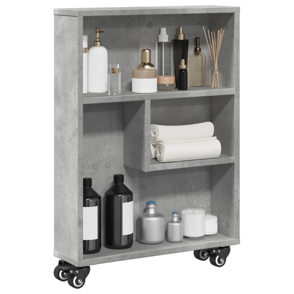 Narrow Storage Trolley Concrete Grey 48x13x68 cm Engineered Wood - Decor Base