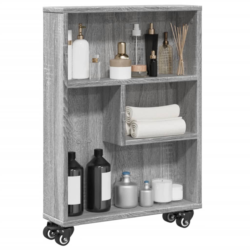 Narrow Storage Trolley Grey Sonoma 48x13x68 cm Engineered Wood - Decor Base