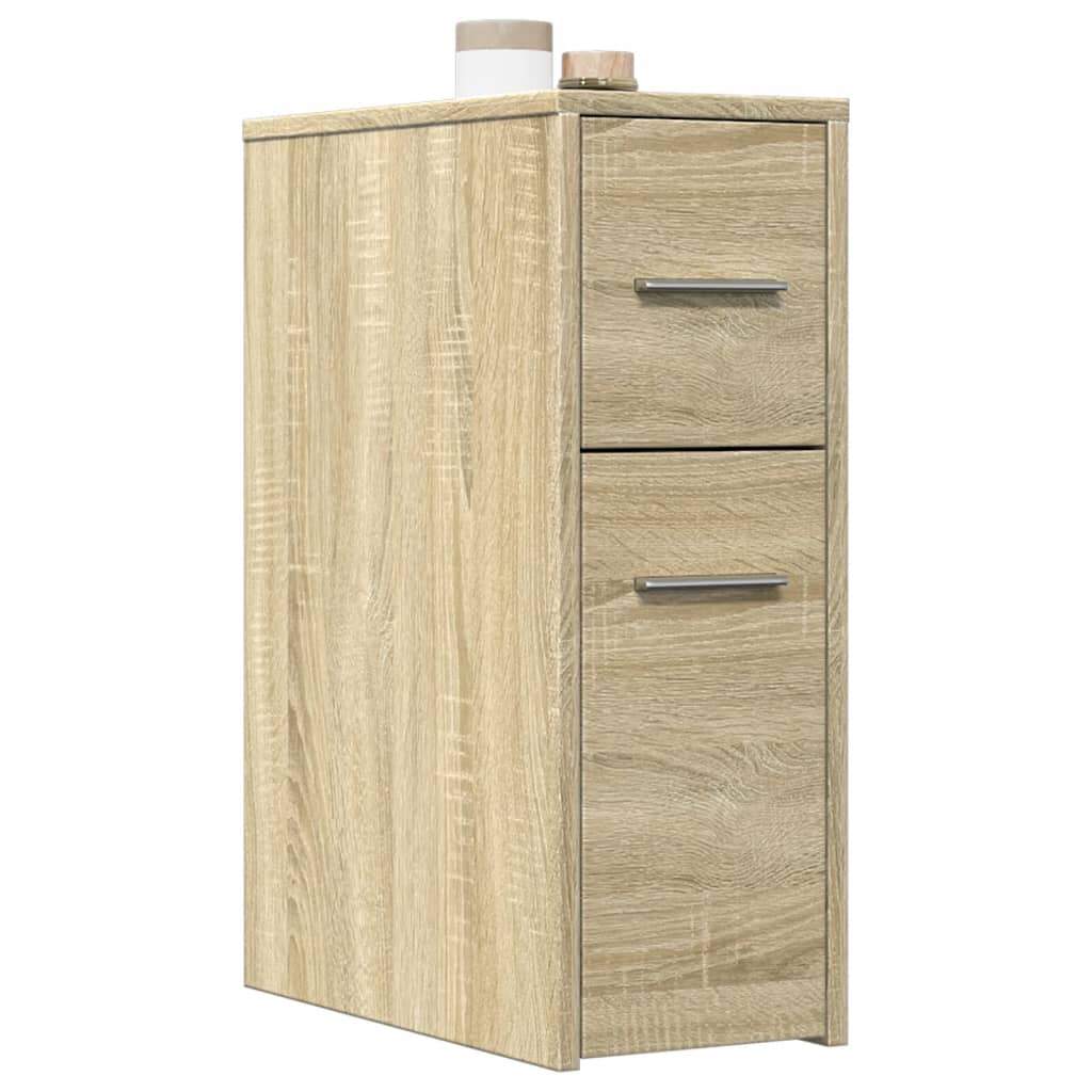 Narrow Bathroom Cupboard with Wheels Sonoma Oak Engineered Wood - vid-855279 - Discount Dealers