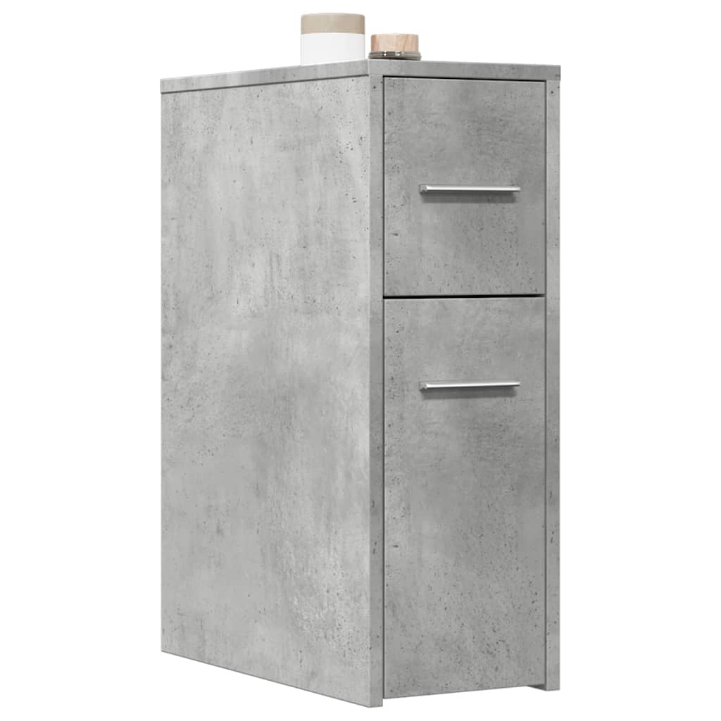 Narrow Bathroom Cupboard with Wheels Concrete Grey Engineered Wood - vid-855280 - Discount Dealers