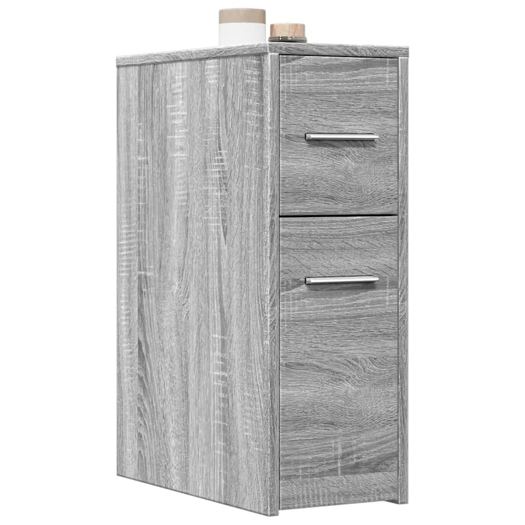Narrow Bathroom Cupboard with Wheels Grey Sonoma Engineered Wood - vid-855282 - Discount Dealers