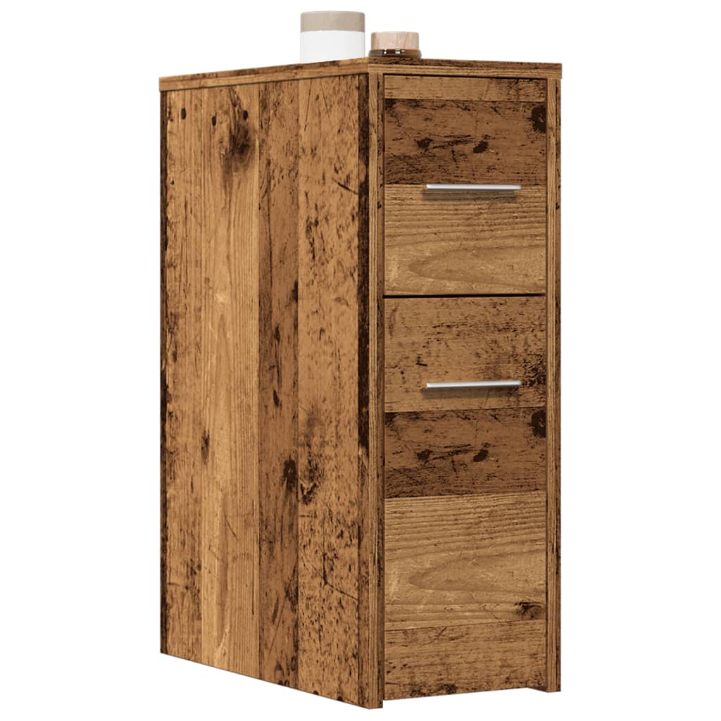 Narrow Bathroom Cupboard with Wheels Old Wood Engineered Wood - vid-855284 - Discount Dealers