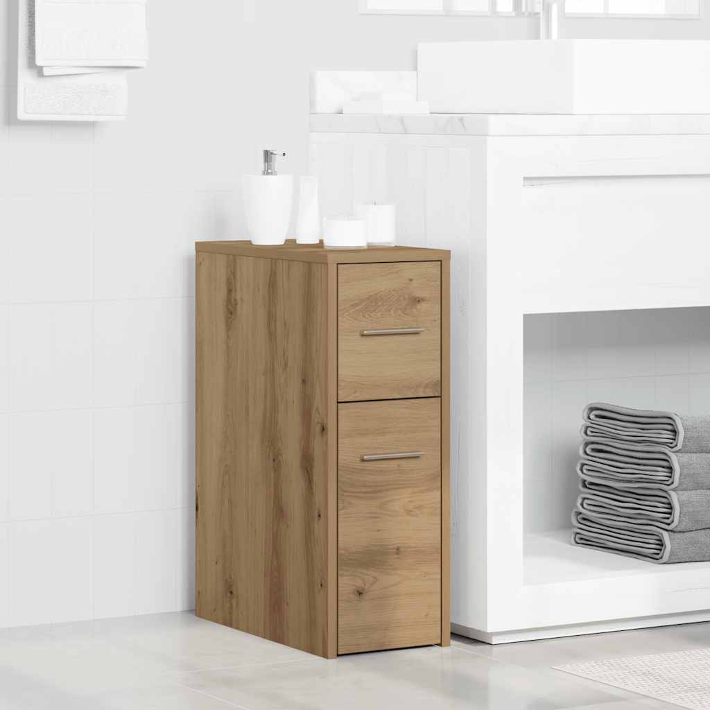 Narrow Bathroom Cupboard with Wheels Artisian Oak Engineered Wood - Style and Chic