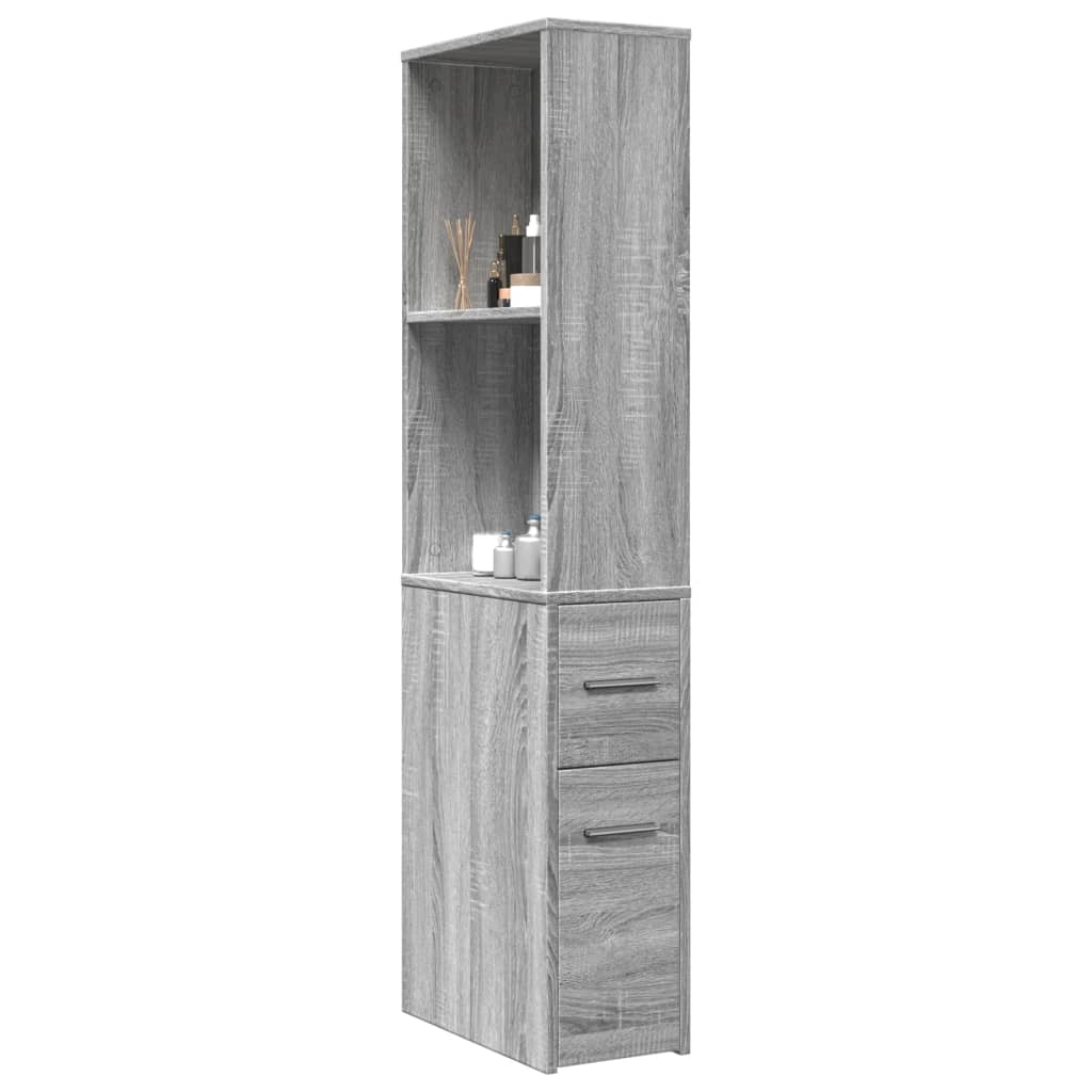 Narrow Bathroom Cupboard with Wheels Grey Sonoma Engineered Wood - Style and Chic