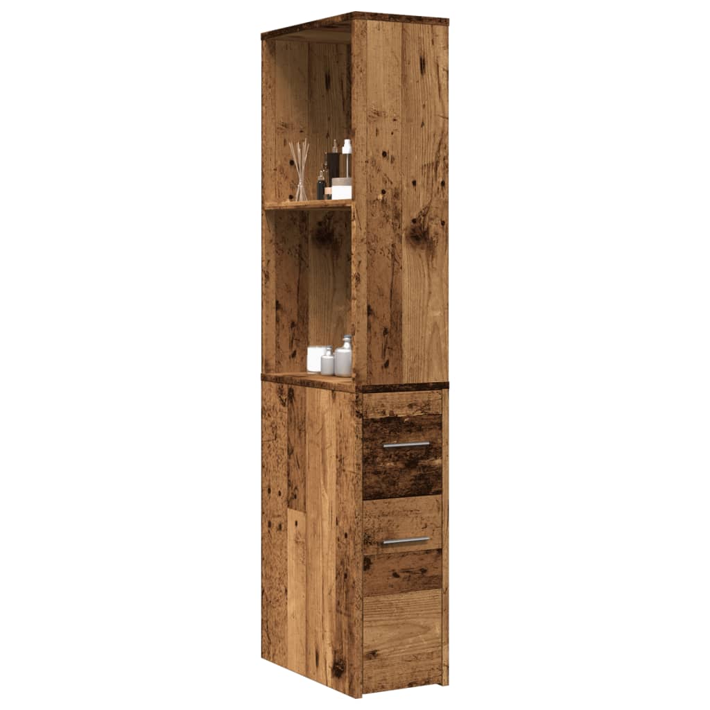 Narrow Bathroom Cupboard with Wheels Old Wood Engineered Wood - Style and Chic
