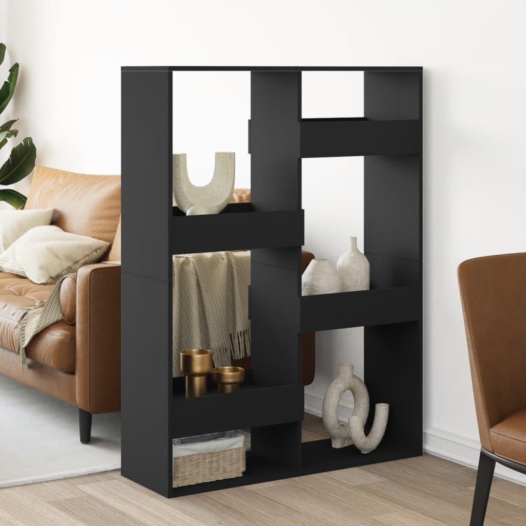 Room Divider Black 100x33x135 cm Engineered Wood - Charlotte Dunes