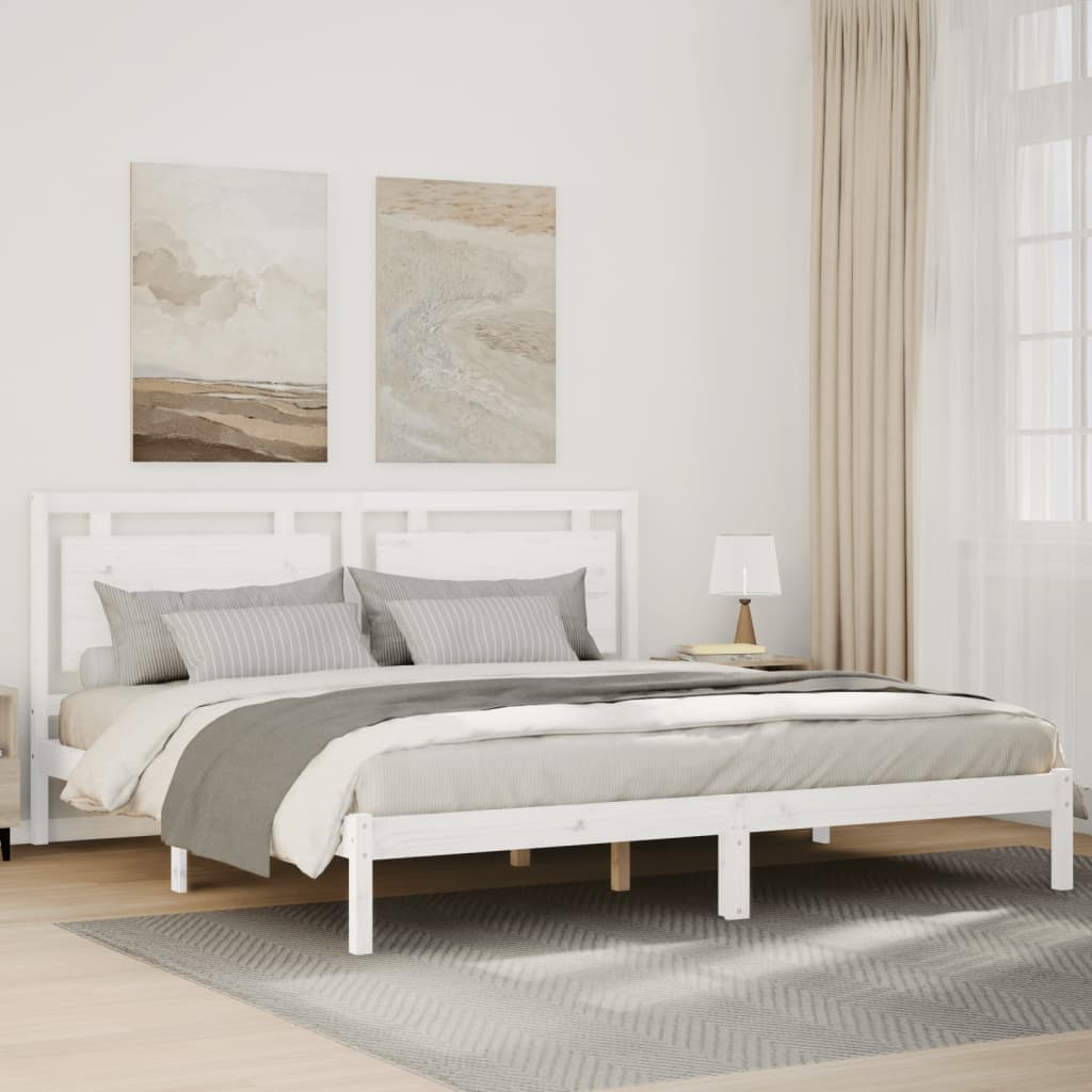 Extra Long BedframeÂ White 200x210cm Solid Wood - The Home Maker