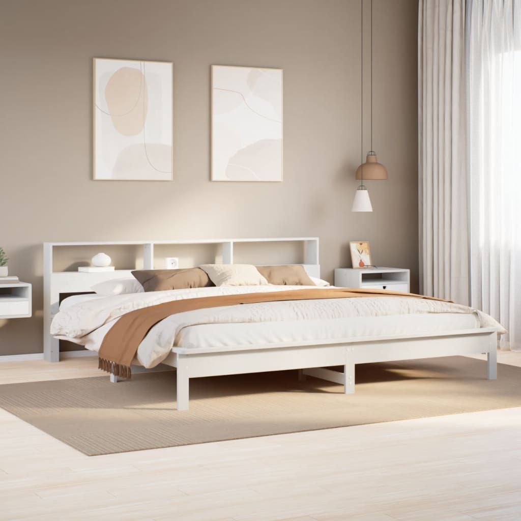 Bedframe White 200x200cm Solid Wood Pine - Merkel Designers