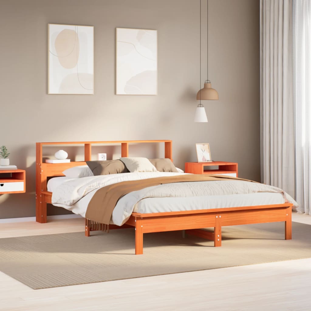 Bedframe Wax Brown 140x190cm Solid Wood Pine - Merkel Designers