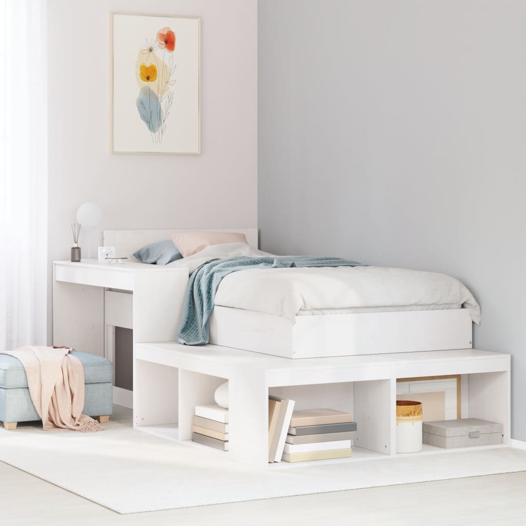 Bedframe White 80x200cm Solid Wood Pine - Design Hut