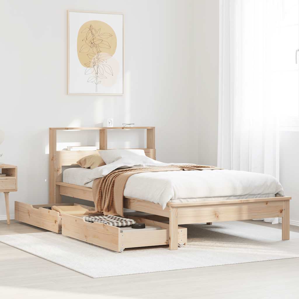 Bookcase Bed 100x200cm Solid Wood Pine - All Things Good