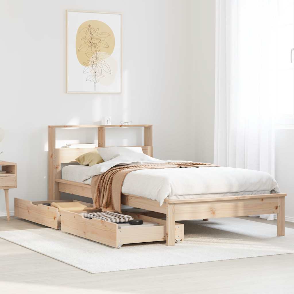 Bookcase Bed 90x200cm Solid Wood Pine - Discount Dealers