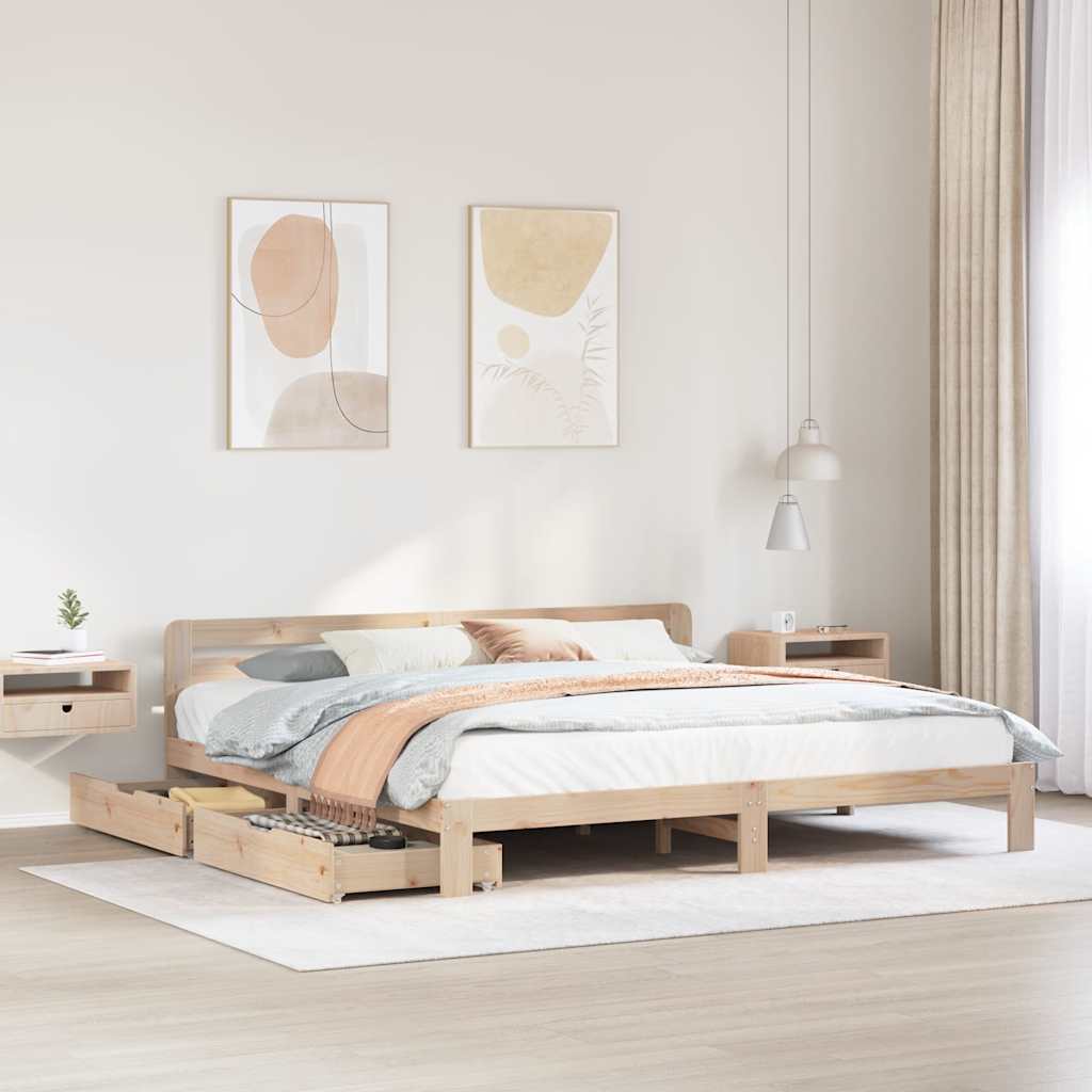 Bedframe 200x200cm Solid Wood Pine - Direct Imports