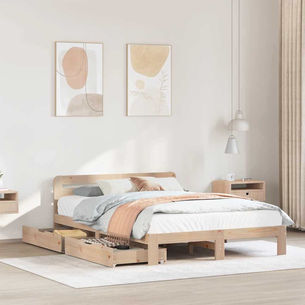 Bedframe 135x190cm Double Solid Wood Pine - Sid & Sam