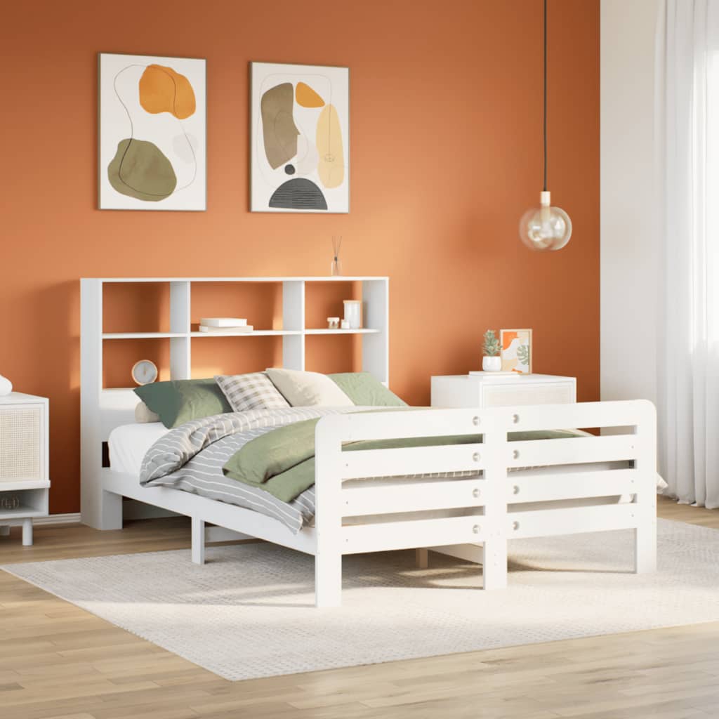 Bedframe White 160x200cm Solid Wood Pine - Brittle & Co