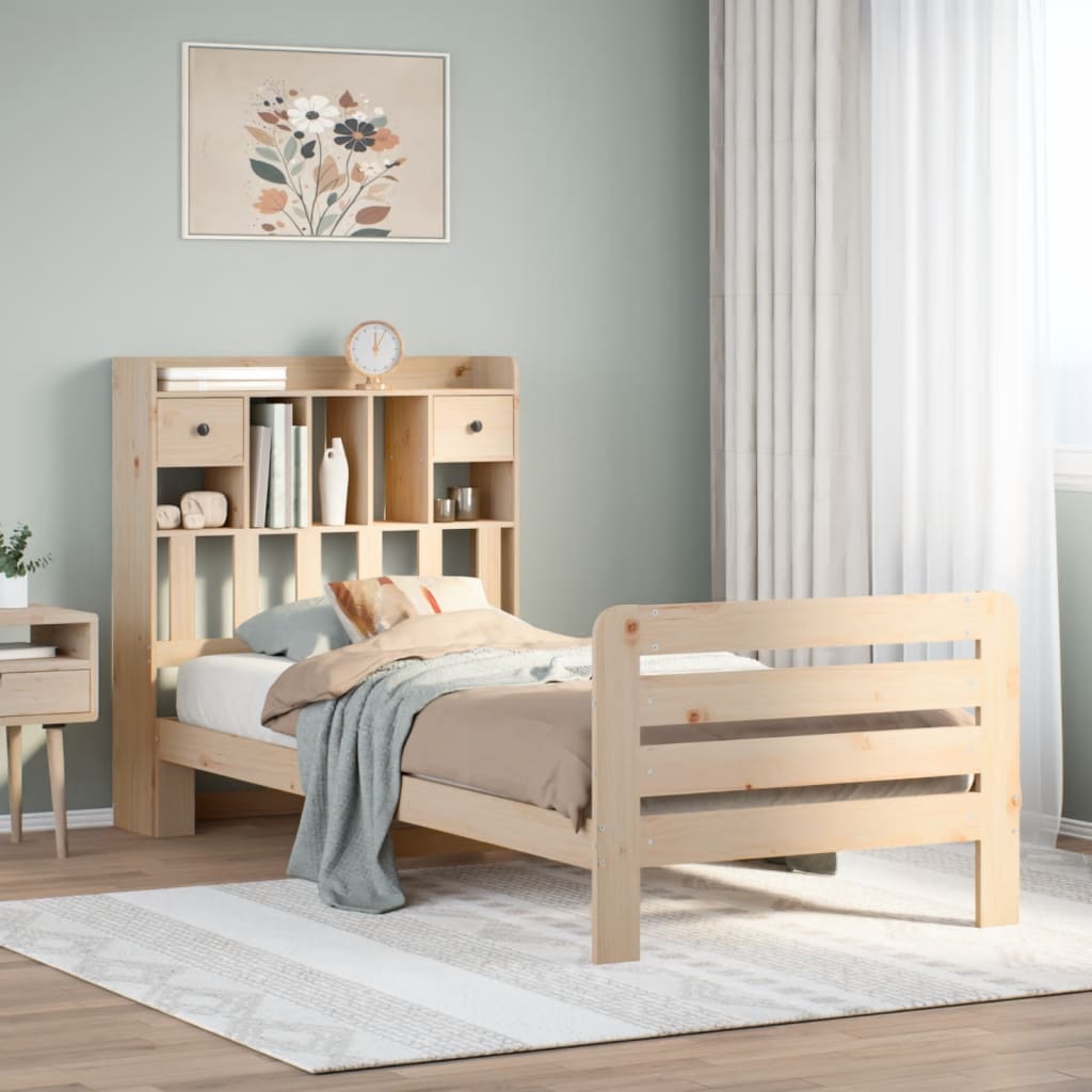 Bookcase Bed 90x200cm Solid Wood Pine - Brittle & Co