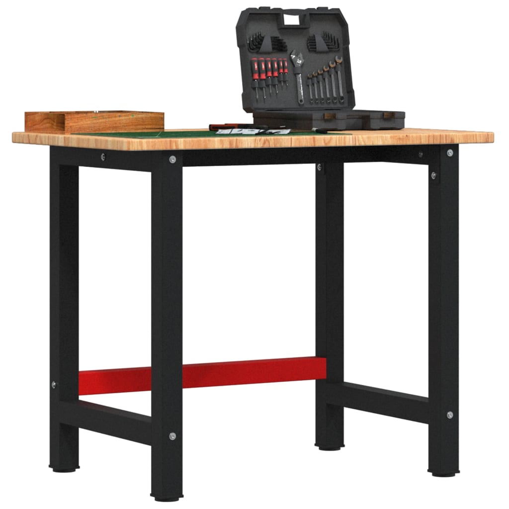 Workbench Light Brown 100x60x81.5 cm Solid Wood Oak Rectangular - Brittle & Co