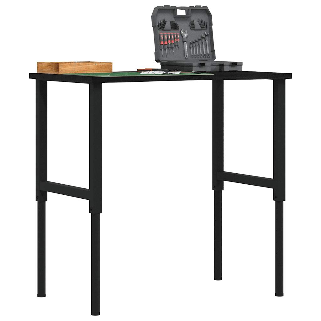 Workbench Dark Brown 100x60x(71.5-98) cm Solid Wood Oak - Merlin Deals